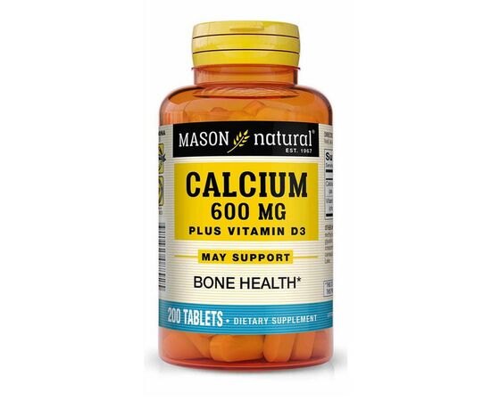 Вітамінно-мінеральний комплекс Mason Natural Кальцій 600 мг+вітамін D3, Calcium 600 mg Plus Vitamin D3, 200 таблеток (MAV08892)