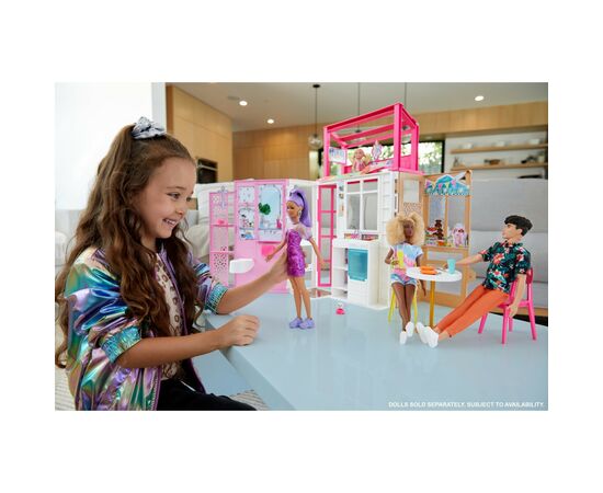 Ігровий набір Barbie Портативний будиночок 2-поверховий (HCD47), зображення 7 Ігровий набір Barbie Портативний будиночок 2-поверховий (HCD47), зображення 7