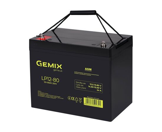 Батарея к ИБП Gemix LP 12V 80Ah (LP1280), изображение 2 Батарея к ИБП Gemix LP 12V 80Ah (LP1280), изображение 2