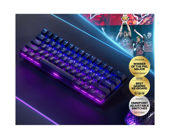 Клавиатура SteelSeries Apex Pro Mini Wireless UA Black (SS64842), изображение 5 Клавиатура SteelSeries Apex Pro Mini Wireless UA Black (SS64842), изображение 5