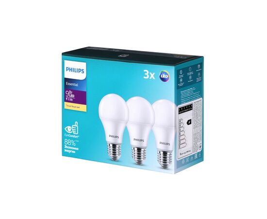 Лампочка Philips LEDBulb 9W (900lm) 3000K E27 3шт (929002299247)