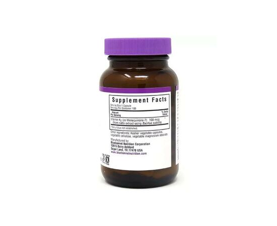 Витамин Bluebonnet Nutrition Витамин K2 100 мкг, Vitamin K2, 100 вегетарианских капсул (BLB0653), изображение 2 Витамин Bluebonnet Nutrition Витамин K2 100 мкг, Vitamin K2, 100 вегетарианских капсул (BLB0653), изображение 2