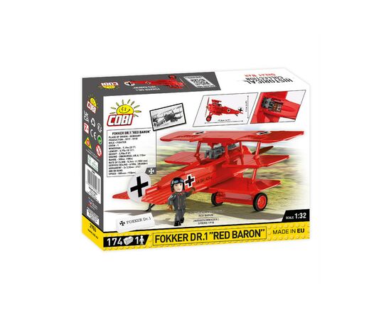 Конструктор Cobi Первая Мировая Война Самолет Fokker Dr. I Красный барон, 174 деталей (COBI-2986), изображение 2 Конструктор Cobi Первая Мировая Война Самолет Fokker Dr. I Красный барон, 174 деталей (COBI-2986), изображение 2