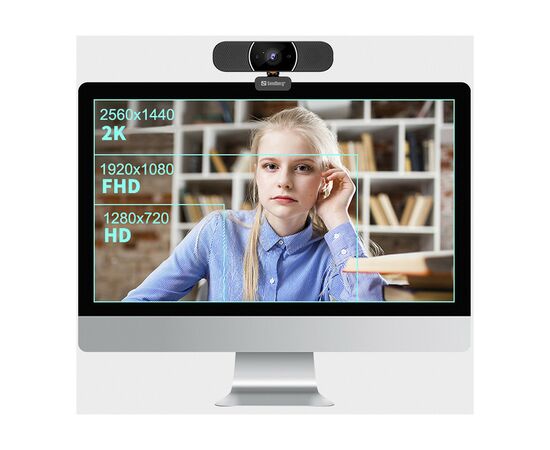 Веб-камера Sandberg All-in-1 Webcam 2K HD Speaker Black (134-37), изображение 8 Веб-камера Sandberg All-in-1 Webcam 2K HD Speaker Black (134-37), изображение 8