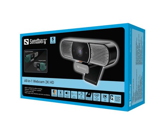 Веб-камера Sandberg All-in-1 Webcam 2K HD Speaker Black (134-37), изображение 9 Веб-камера Sandberg All-in-1 Webcam 2K HD Speaker Black (134-37), изображение 9