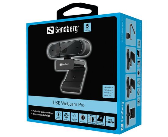 Веб-камера Sandberg Webcam Pro Autofocus Stereo Mic Black (133-95), изображение 5