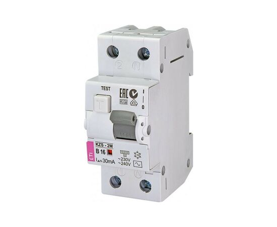 Дифференциальный автоматический выключатель ETI_ KZS-2M B 16/0,03 тип AC (10kA)