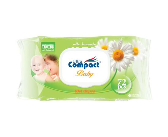 Детские влажные салфетки Ultra Compact Ромашка 72 шт. с клапаном (8697420531188)