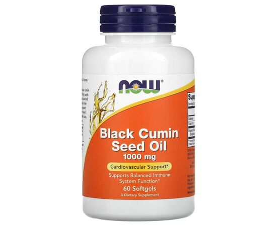 Трави Now Foods Олія насіння чорного кмину, 1000 мг, Black Cumin Seed Oil, 60 гелевих (NOW-01711)