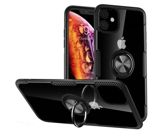 Чохол до моб. телефона Drobak Magnetic Ring Case with Airbag Apple iPhone 12 Black (707017)