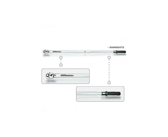 Ключ Toptul динамометричний тріскачковий 3/4"x1150mm 150-750Nm (ANAM2475), зображення 3 Ключ Toptul динамометричний тріскачковий 3/4"x1150mm 150-750Nm (ANAM2475), зображення 3