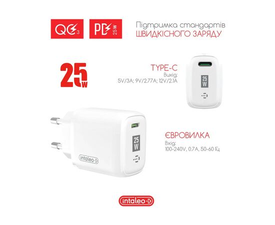 Зарядное устройство Intaleo TCGQPD125 1хType-C 3A/25W QC/PD3.0 (1283126538827), изображение 6 Зарядное устройство Intaleo TCGQPD125 1хType-C 3A/25W QC/PD3.0 (1283126538827), изображение 6