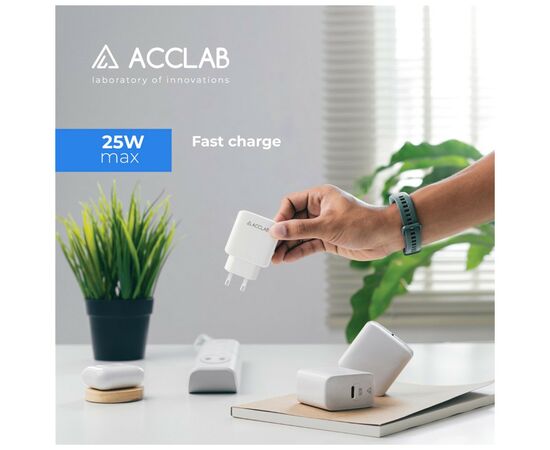 Зарядное устройство ACCLAB AL-TC125 1хType-C 5В/3A/25W QC/PD3.0 (1283126538841), изображение 6 Зарядное устройство ACCLAB AL-TC125 1хType-C 5В/3A/25W QC/PD3.0 (1283126538841), изображение 6