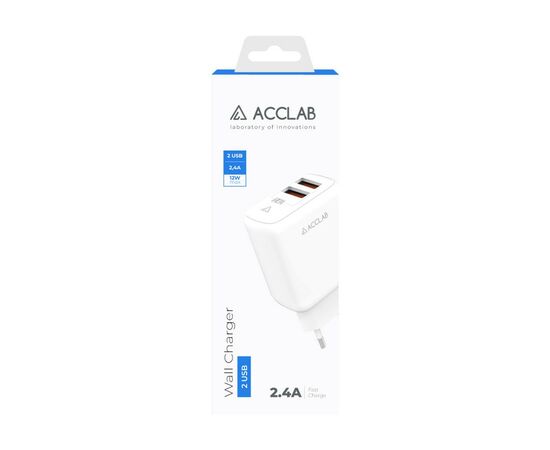 Зарядний пристрій ACCLAB AL-TC224 2хUSB 5В/2,4A/12W (1283126538834), зображення 2 Зарядний пристрій ACCLAB AL-TC224 2хUSB 5В/2,4A/12W (1283126538834), зображення 2