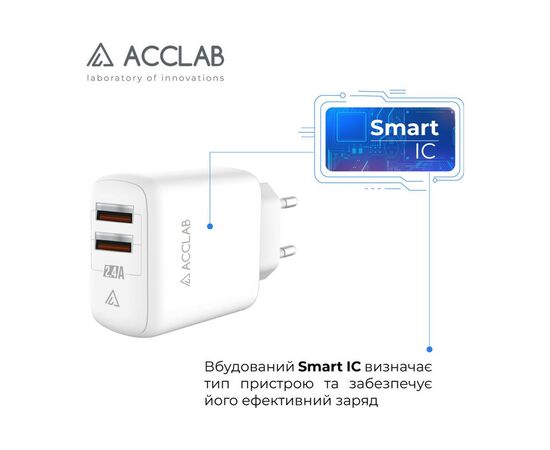 Зарядний пристрій ACCLAB AL-TC224 2хUSB 5В/2,4A/12W (1283126538834), зображення 4 Зарядний пристрій ACCLAB AL-TC224 2хUSB 5В/2,4A/12W (1283126538834), зображення 4