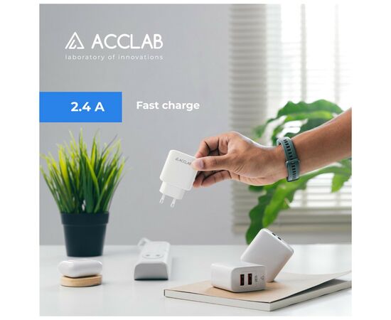 Зарядний пристрій ACCLAB AL-TC224 2хUSB 5В/2,4A/12W (1283126538834), зображення 6 Зарядний пристрій ACCLAB AL-TC224 2хUSB 5В/2,4A/12W (1283126538834), зображення 6