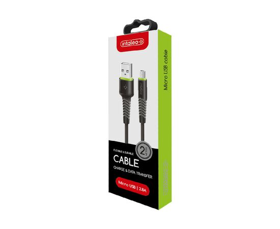 Дата кабель USB 2.0 AM to Micro 5P 2.0m CBFLEXM2 black Intaleo (1283126521430), зображення 2 Дата кабель USB 2.0 AM to Micro 5P 2.0m CBFLEXM2 black Intaleo (1283126521430), зображення 2