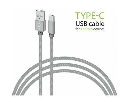 Дата кабель USB 2.0 AM to Type-C 1.0m CBGNYT1 grey Intaleo (1283126489136), зображення 3 Дата кабель USB 2.0 AM to Type-C 1.0m CBGNYT1 grey Intaleo (1283126489136), зображення 3