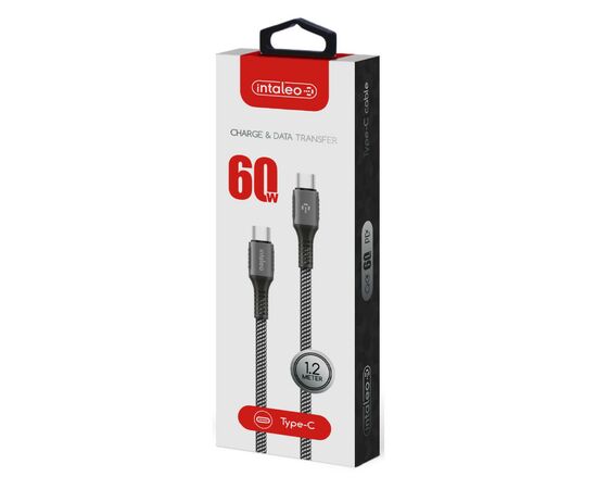 Дата кабель Type-C to Type-C 1.2m CBGPD60WTT1 60W grey Intaleo (1283126518096), зображення 2 Дата кабель Type-C to Type-C 1.2m CBGPD60WTT1 60W grey Intaleo (1283126518096), зображення 2