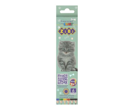 Карандаши цветные ZiBi Dogs&Cats шестигранные 6 цв. (ZB.2426)