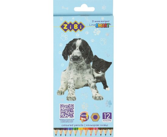 Карандаши цветные ZiBi Dogs&Cats шестигранные 12 цветов (ZB.2427)