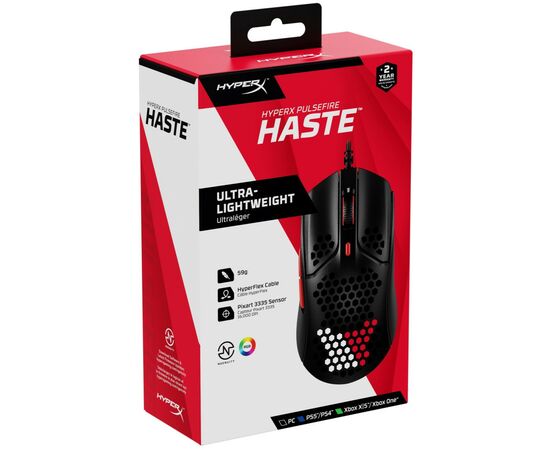 Мышка HyperX Pulsefire Haste Black-Red (4P5E3AA), изображение 8 Мышка HyperX Pulsefire Haste Black-Red (4P5E3AA), изображение 8