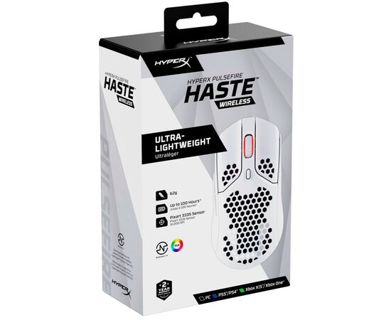 Мышка HyperX Pulsefire Haste Wireless White (4P5D8AA), изображение 9 Мышка HyperX Pulsefire Haste Wireless White (4P5D8AA), изображение 9