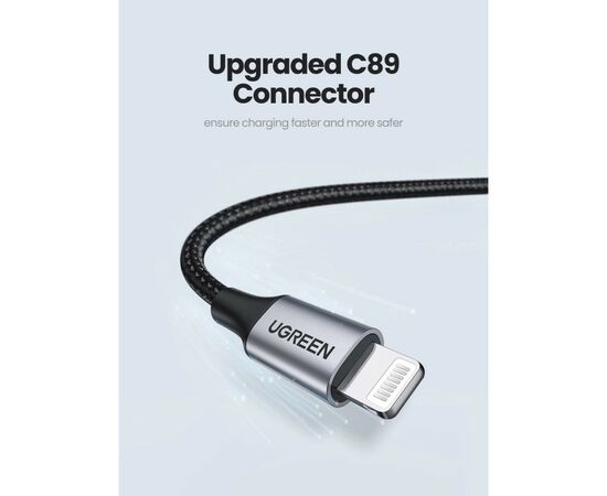 Дата кабель USB 2.0 AM to Lightning 2.0m US199 2.4A Black Ugreen (60158), изображение 4