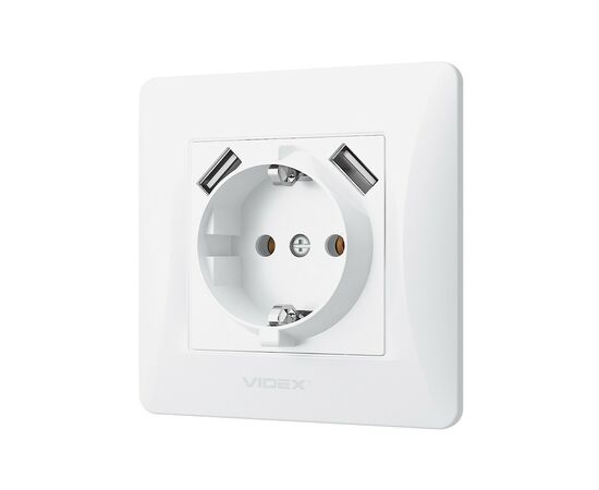Розетка Videx BINERA 1ая с заземлением и 2USB (VF-BNSK1GU), изображение 2 Розетка Videx BINERA 1ая с заземлением и 2USB (VF-BNSK1GU), изображение 2