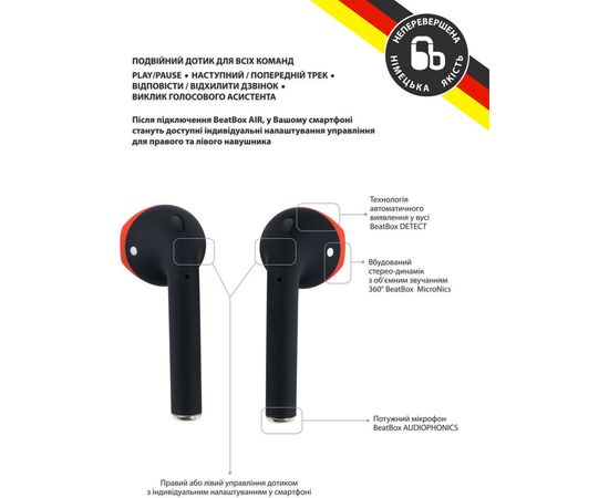 Навушники BeatBox PODS AIR 2 Wireless Сharging Black-Red (bbpair2wcbr), зображення 2 Навушники BeatBox PODS AIR 2 Wireless Сharging Black-Red (bbpair2wcbr), зображення 2