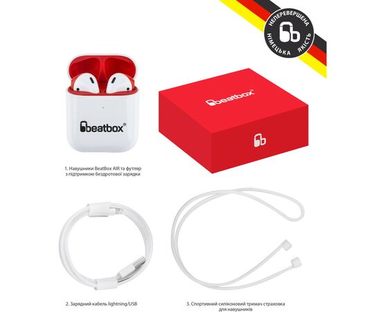 Навушники BeatBox PODS AIR 2 Wireless Charging White-Red (bbpair2wcwr), зображення 6 Навушники BeatBox PODS AIR 2 Wireless Charging White-Red (bbpair2wcwr), зображення 6