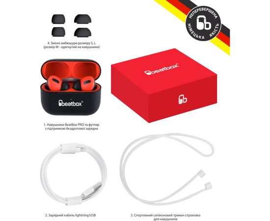 Навушники BeatBox PODS PRO 1 Wireless Charging Black-Red (bbppro1wcbr), зображення 6 Навушники BeatBox PODS PRO 1 Wireless Charging Black-Red (bbppro1wcbr), зображення 6