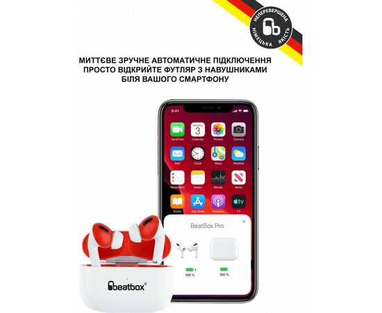 Навушники BeatBox PODS PRO 1 Wireless Charging White-Red (bbppro1wcwr), зображення 3 Навушники BeatBox PODS PRO 1 Wireless Charging White-Red (bbppro1wcwr), зображення 3