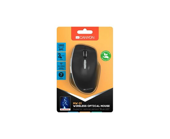 Мышка Canyon MW-21 Wireless Blue LED Black (CNS-CMSW21B), изображение 6 Мышка Canyon MW-21 Wireless Blue LED Black (CNS-CMSW21B), изображение 6