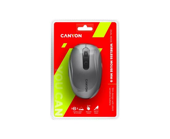 Мышка Canyon MW-9 Silent Wireless Gray (CNS-CMSW09DG), изображение 5 Мышка Canyon MW-9 Silent Wireless Gray (CNS-CMSW09DG), изображение 5