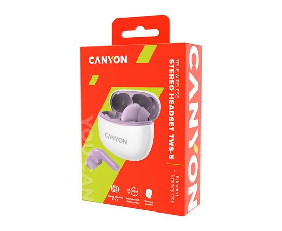 Наушники Canyon TWS-5 Purple (CNS-TWS5PU), изображение 4 Наушники Canyon TWS-5 Purple (CNS-TWS5PU), изображение 4