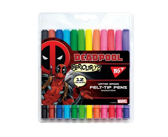 Фломастери Yes Marvel.Deadpool, 12 кольорів (650477)