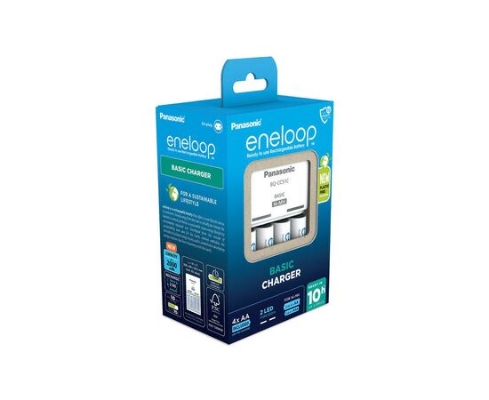 Зарядное устройство для аккумуляторов Panasonic Basic Charger + Eneloop 4AA 2000 mAh New (K-KJ51MCD40E), изображение 2 Зарядное устройство для аккумуляторов Panasonic Basic Charger + Eneloop 4AA 2000 mAh New (K-KJ51MCD40E), изображение 2