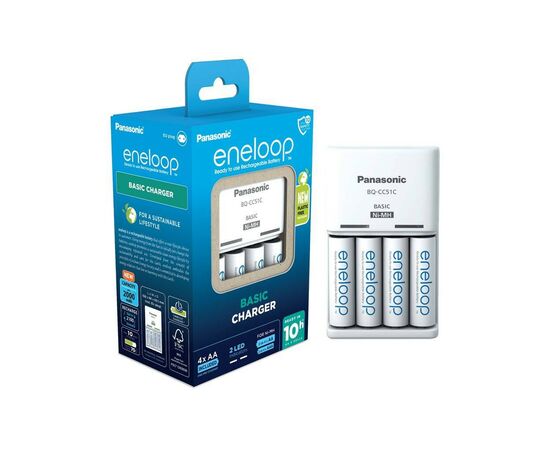 Зарядное устройство для аккумуляторов Panasonic Basic Charger + Eneloop 4AA 2000 mAh New (K-KJ51MCD40E), изображение 4 Зарядное устройство для аккумуляторов Panasonic Basic Charger + Eneloop 4AA 2000 mAh New (K-KJ51MCD40E), изображение 4