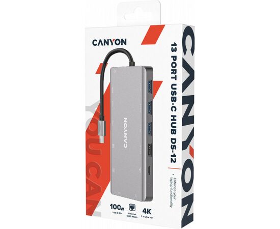 Порт-репликатор Canyon DS-12, 13 in 1 USB-C hub, 2*HDMI, Gigabit Ethernet, VGA, 3*USB3.0, PD/100W, 3.5mm audio jack (CNS-TDS12), изображение 6 Порт-репликатор Canyon DS-12, 13 in 1 USB-C hub, 2*HDMI, Gigabit Ethernet, VGA, 3*USB3.0, PD/100W, 3.5mm audio jack (CNS-TDS12), изображение 6