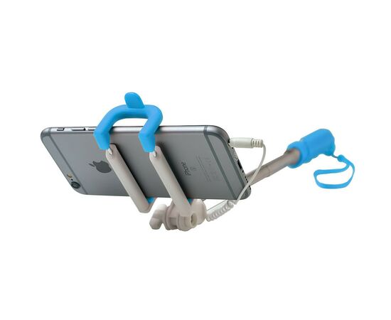 Монопод для селфи Grand-X Rubber з кабелем 3,5 U-крепление прорезиненная ручка 140-520мм Blue (MPGRJ3UBL), изображение 5