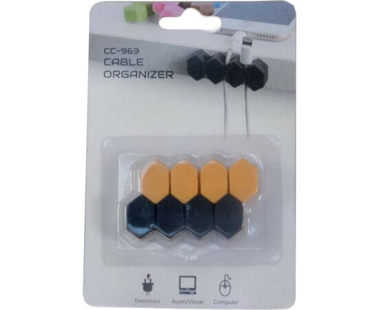 Держатель для кабеля Extradigital CC-963 Cable Clips, Black/Orange (KBC1804), изображение 4 Держатель для кабеля Extradigital CC-963 Cable Clips, Black/Orange (KBC1804), изображение 4