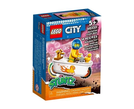 Конструктор LEGO City Каскадерський мотоцикл для гри у ванні 14 деталей (60333)