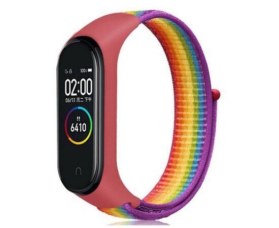Ремінець до фітнес браслета BeCover Nylon Style для Xiaomi Mi Smart Band 7 Red-Rainbow (707669)