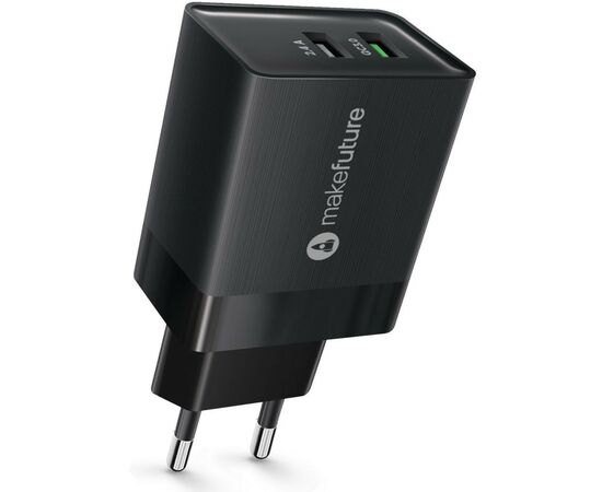 Зарядное устройство MakeFuture 18W QC3.0 + 2.4A Black (MCW-32QBK)