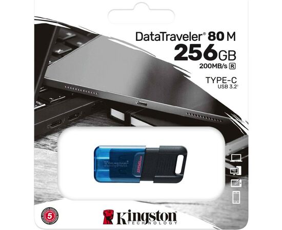 USB флеш накопитель Kingston 256 GB DataTraveler 80 M USB-C 3.2 (DT80M/256GB), изображение 4 USB флеш накопитель Kingston 256 GB DataTraveler 80 M USB-C 3.2 (DT80M/256GB), изображение 4