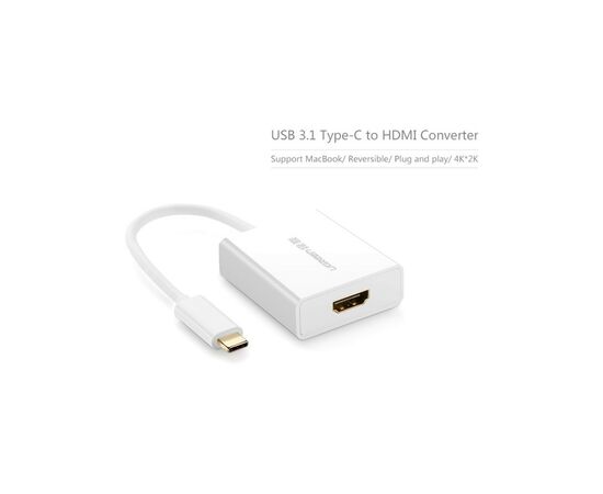 Переходник USB2.0 Type-C to HDMI V1.4b 40273 white Ugreen (40273), изображение 2 Переходник USB2.0 Type-C to HDMI V1.4b 40273 white Ugreen (40273), изображение 2