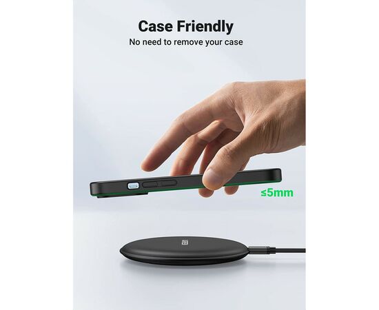 Зарядное устройство Ugreen CD186 Wireless Charging Pad (15 W) black (80537), изображение 4 Зарядное устройство Ugreen CD186 Wireless Charging Pad (15 W) black (80537), изображение 4
