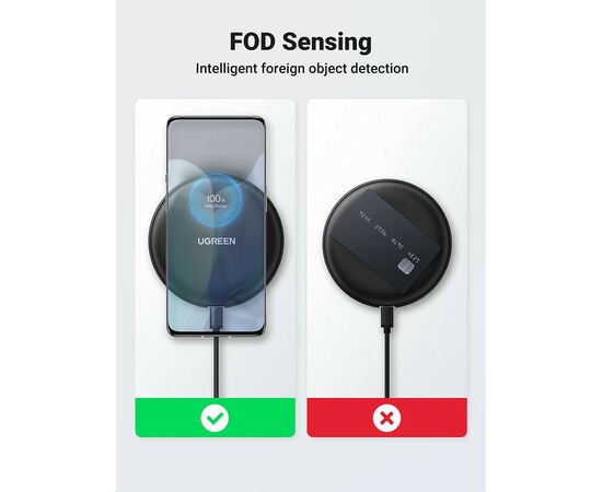 Зарядное устройство Ugreen CD186 Wireless Charging Pad (15 W) black (80537), изображение 5 Зарядное устройство Ugreen CD186 Wireless Charging Pad (15 W) black (80537), изображение 5