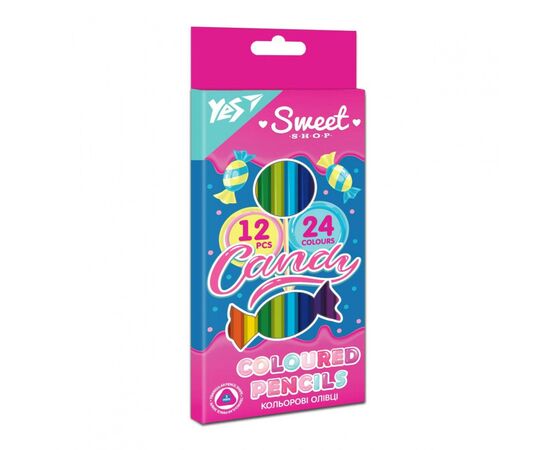 Олівці кольорові Yes Sweet Cream двосторонні 12 шт. 24 кол. (290675)